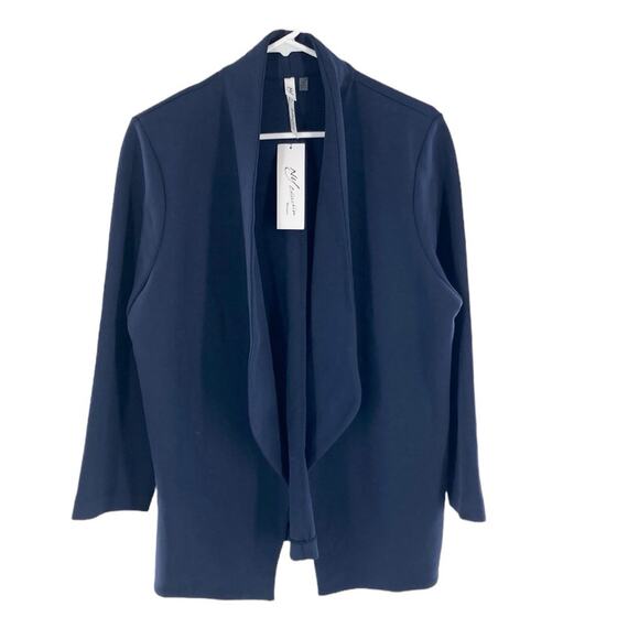 NY Collection Woman Navy Blue Open Front Ponte Knit Cardigan Size 1X New - Picture 1 of 14